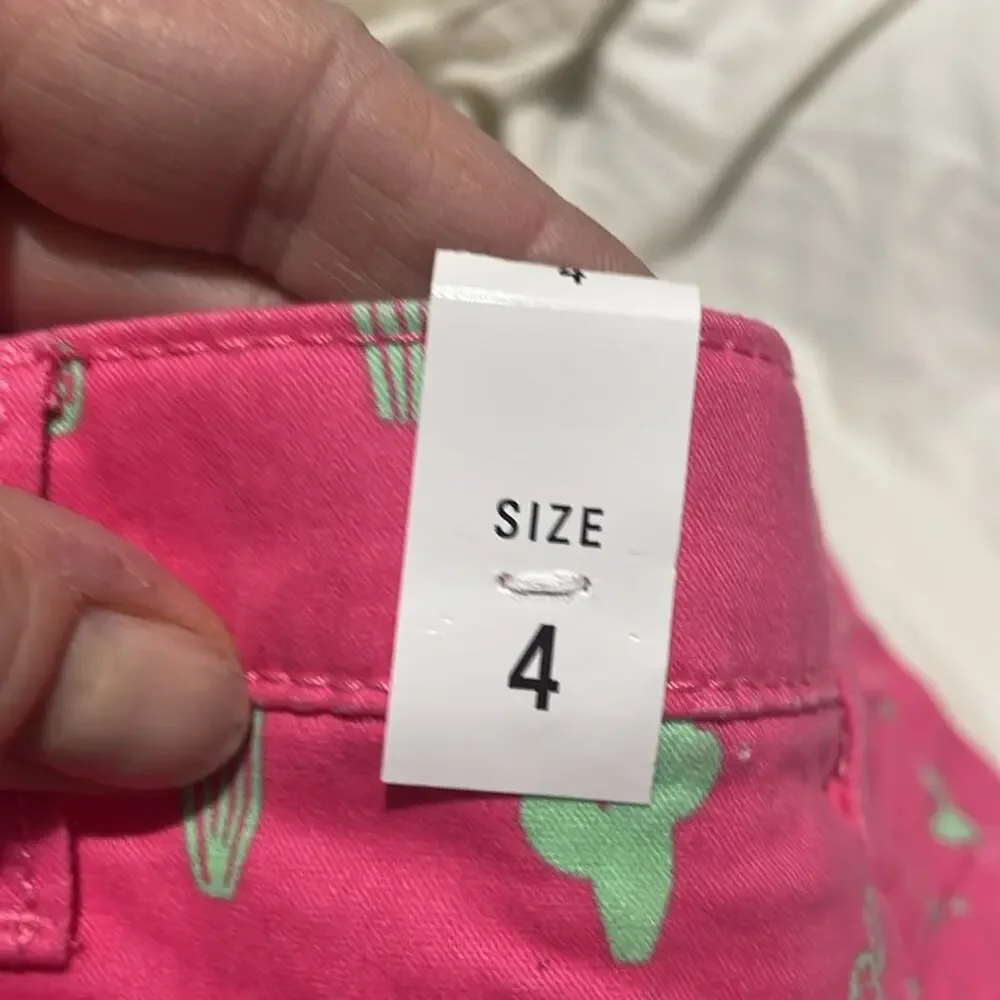 Childrens place 4 hot pink green cactus shorts stretchy pockets nwt